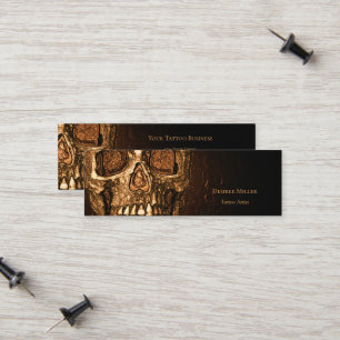 Carte D'appel Gothique Crâne visage brillant or noir Tatouage Bo