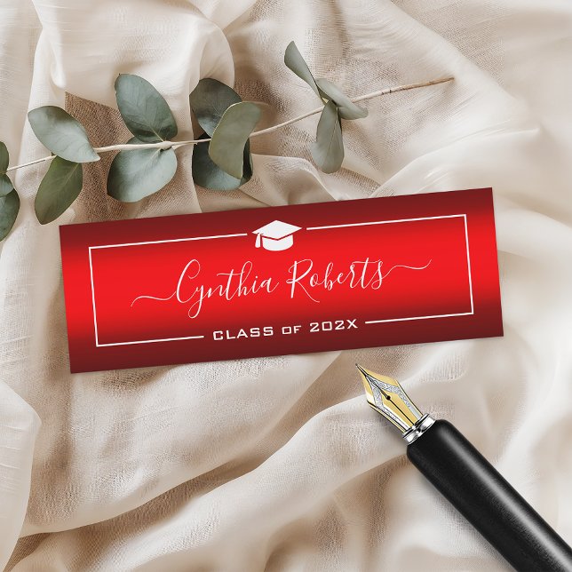 Carte D'appel Graduation de script simple Dégradé rouge moderne (Créateur téléchargé)