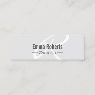 Carte D'appel Graduation Name Tag- Silver Monogram Script Insert