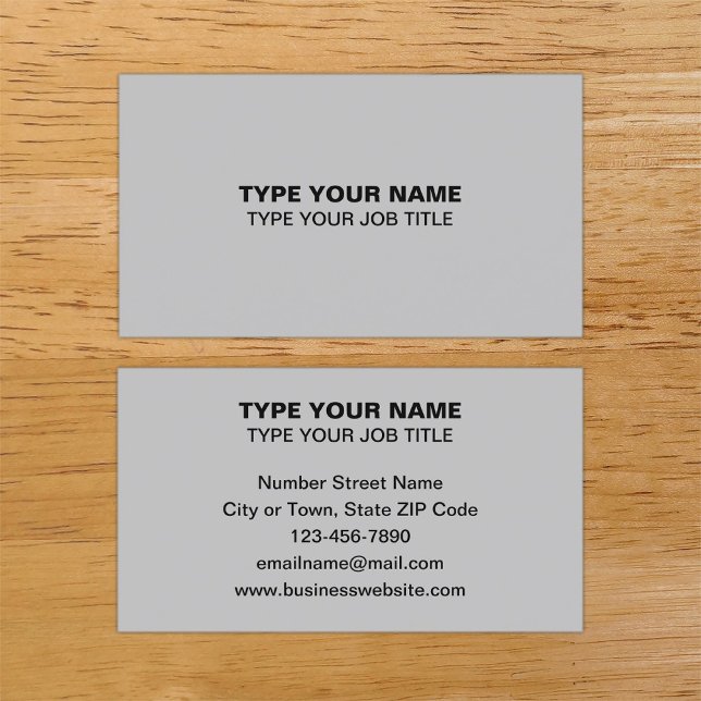 Carte d'appel Gris Design Textes simples (Plain texts design gray calling card.)