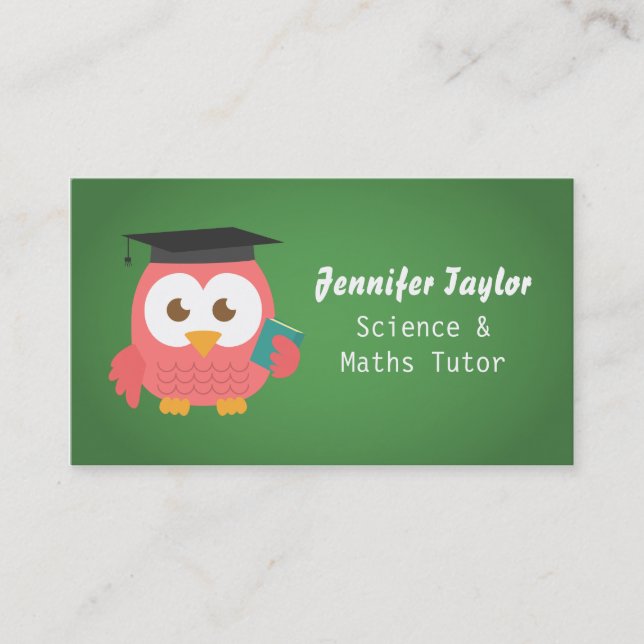 Carte D'appel Hibou rose mignon avec le casquette d'obtention du (Devant)