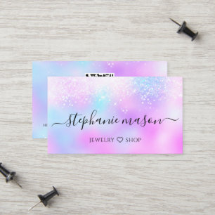 Carte D'appel Holographique Parties scintillant Pastel QR Code G