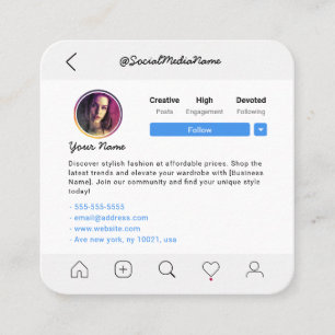 Carte D'appel Instagram Social Media Suivez-Nous Profil