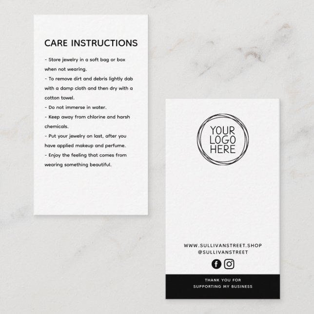 Carte D'appel Instructions de nettoyage Balise de blocage de soi (Devant / Derrière)