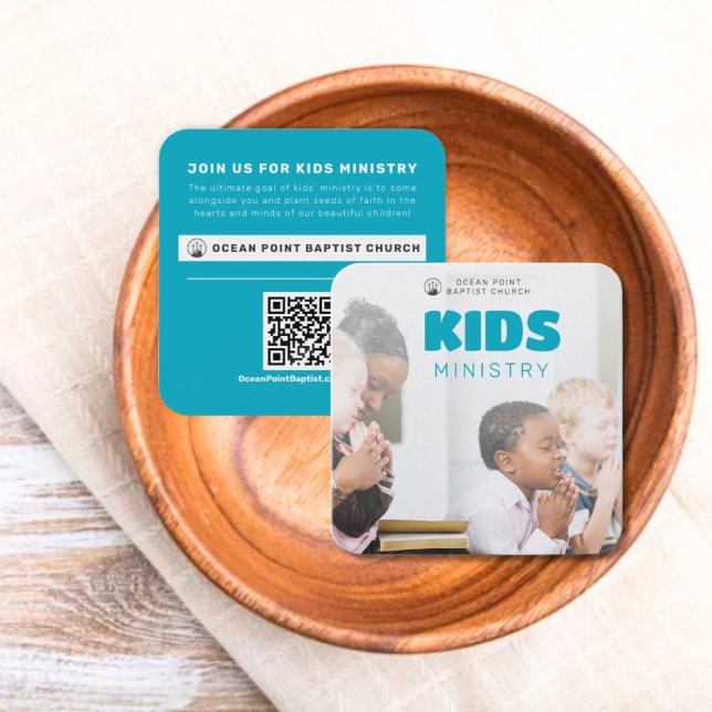 Carte d'appel Invitation de l'église du ministère  (Kids Ministry Church Invite Calling Card)