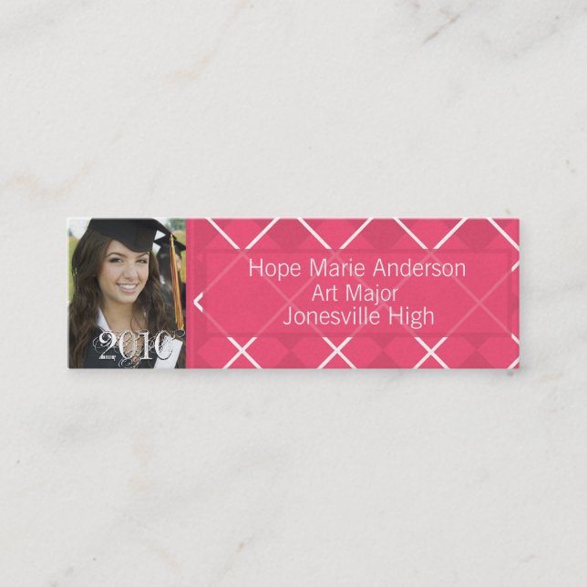 Carte D'appel Jacquard rose Photos supérieures Graduation Photo (Devant)