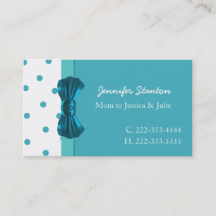 Carte D'appel Jolie Aquamarine Mommy Play Date Card