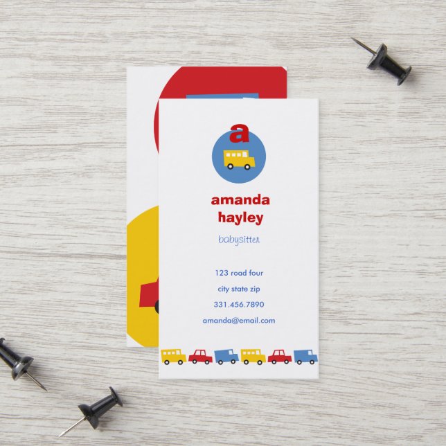 Carte D'appel Jouets Jouets amusants Transport Rétro Jaune Enfan (Devant/Arrière en situation)