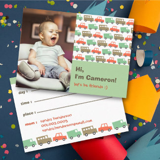 Carte D'appel Jouets pour garçons Pastel Transport Enfants Photo