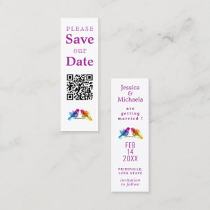 Carte D'appel LGBTQ+ avec code QR Rainbow Lovebirds