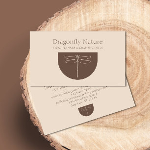 Carte D'appel Libellule beige terracotta