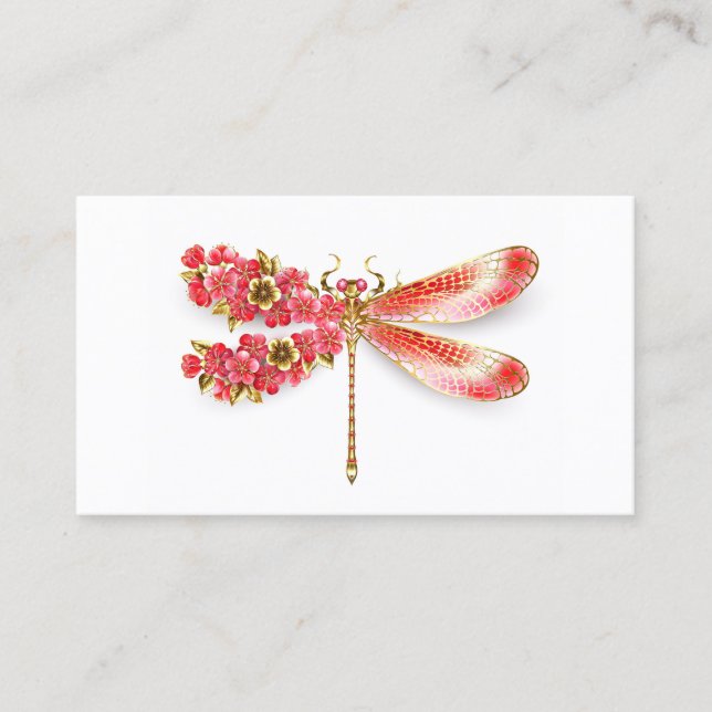 Carte D'appel libellule de fleurs avec sakura de bijoux (Devant)