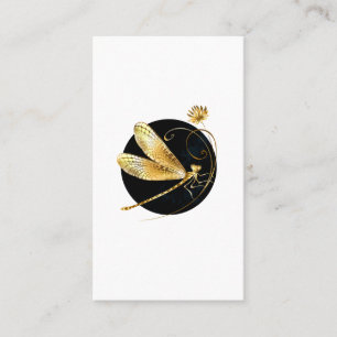 Carte D'appel libellule d'or en cercle noir