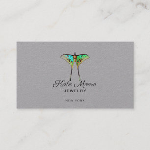 Carte D'appel Logo de papillon luxuriant Créateur de bijoux gris