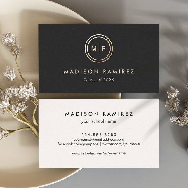 Carte D'appel Logo Monogramme du cercle moderne Étudiants diplôm (Créateur téléchargé)