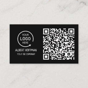Carte D'appel Logo professionnel du code QR   Noir moderne profe