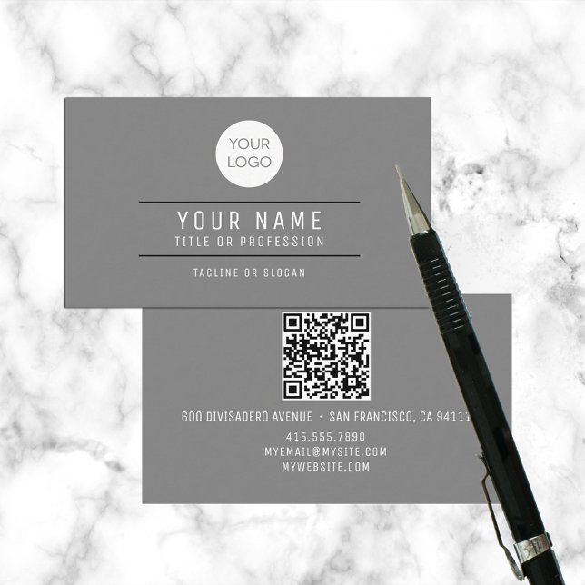 Carte D'appel Logo professionnel du nom gris du code QR (QR Code Gray Name Professional Calling Card Business Card)