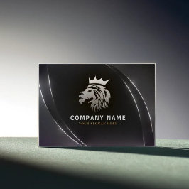 Carte D'appel Logo Professionnel Élégant Lion Argent