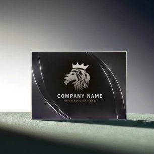 Carte D'appel Logo Professionnel Élégant Lion Argent