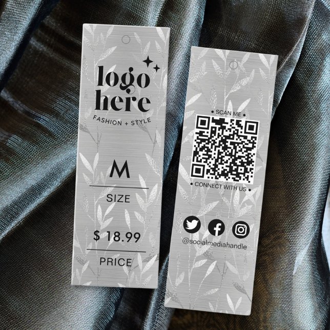 Carte D'appel Luxury Brossé Métal Argent Feuille Prix Hang Tags (Luxury Brushed Metal Silver Leaves Price Hang Tags)