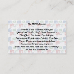 Carte D'appel Ma maman Reprendre Business Calling Card voiture d