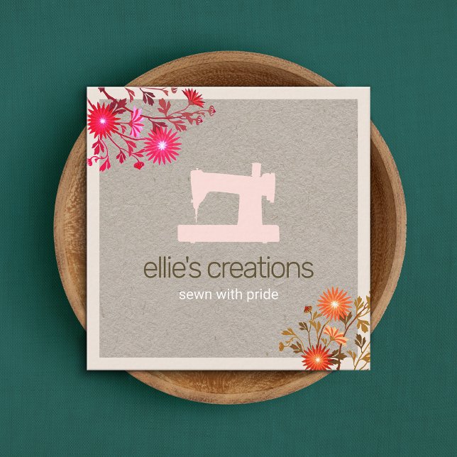 Carte D'appel Machine à coudre florale Seamstress ou Tailor Kraf (Créateur téléchargé)