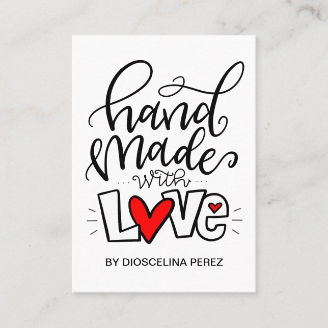 Carte D'appel Mains Fabriquées Avec Amour, (Devant)