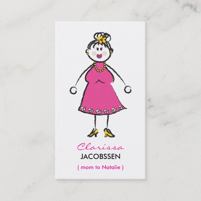 Carte D'appel Maman heureuse de famille de bande dessinée de (Devant)
