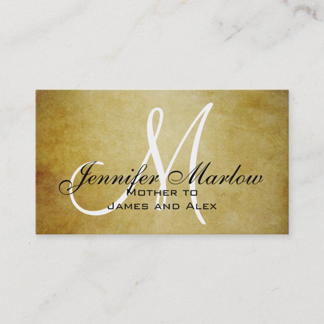 Carte d'appel maman Monogramme vintage (Devant)