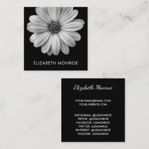 Carte D'appel Marguerite blanche sur carré noir