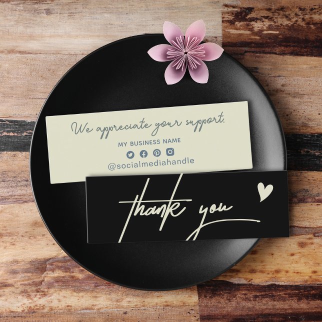 Carte D'appel Merci Noir Moderne Pour Acheter Petites Entreprise (Modern Black Thank You For Shopping Small Business Calling Card)