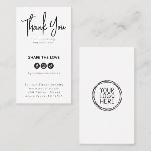 Carte D'appel Merci Social Media Share Logo Hang Tag