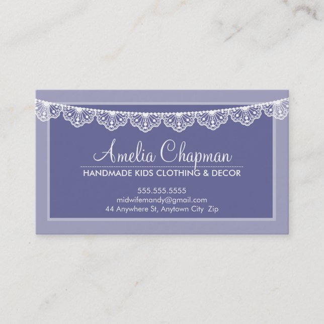 CARTE D'APPEL mignonne créative dentelle mauve (Devant)