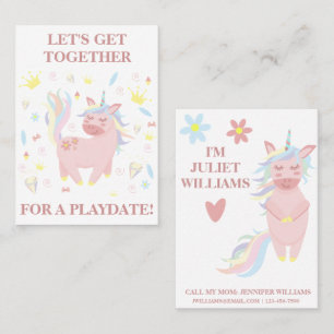 Carte d'appel mignonne rose Unicorne Jouer Mommy