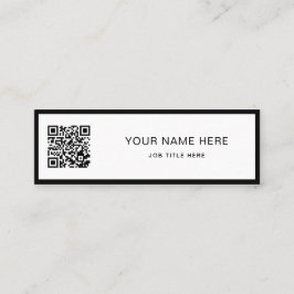 Carte D'appel Minimalist Black Script QR White Calling Card