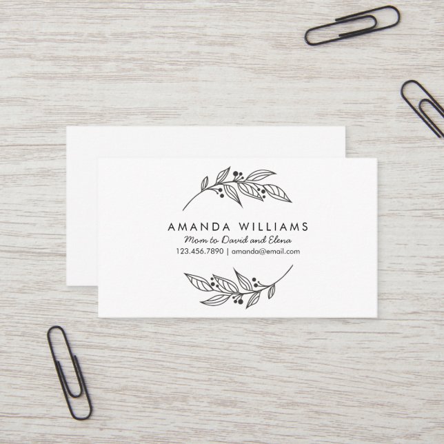 Carte d'appel minimaliste simple pour maman / cart (Devant/Arrière en situation)