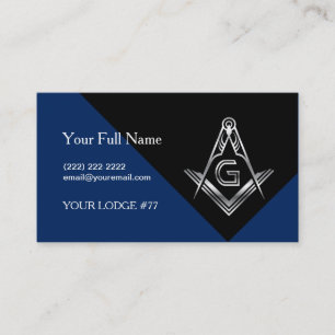 Carte D'appel Modèle Masonic Business Card   Bleu et argent