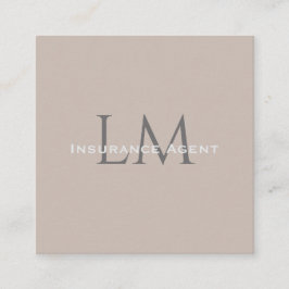 Carte D'appel Monogram Square Classic Taupe Business Card