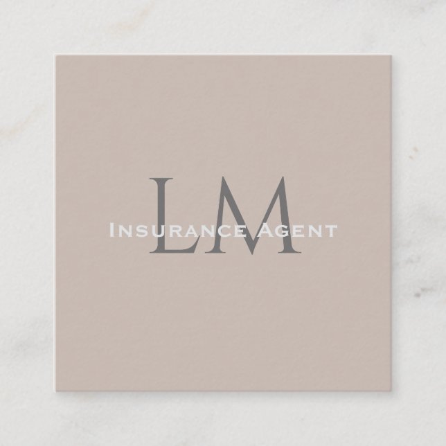 Carte D'appel Monogram Square Classic Taupe Business Card (Devant)