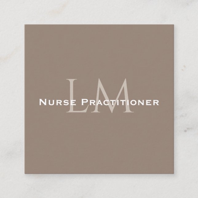 Carte D'appel Monogram Square Dark Taupe Business Card (Devant)