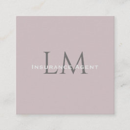 Carte D'appel Monogram Square Rose Taupe Business Card