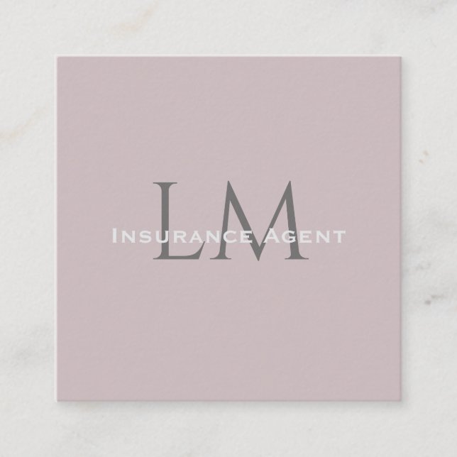 Carte D'appel Monogram Square Rose Taupe Business Card (Devant)
