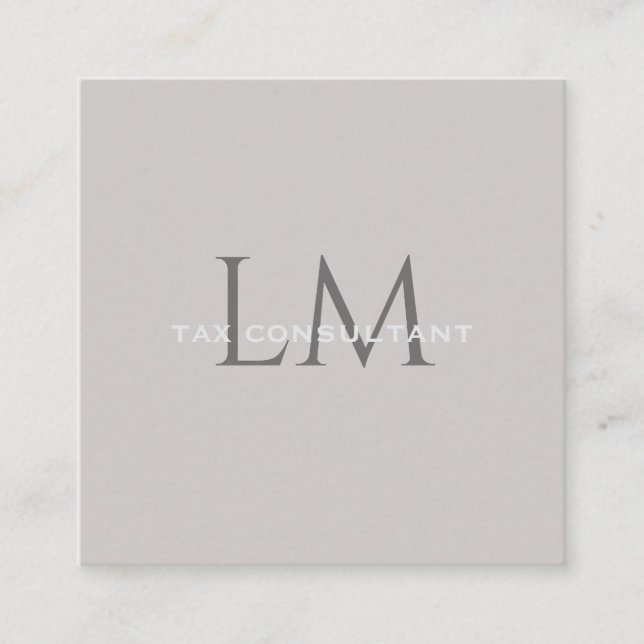 Carte D'appel Monogram Square Taupe Gray Business Card (Devant)