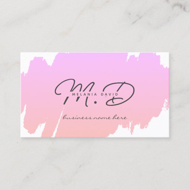Carte D'appel Monogramme personnalisé rose moderne Code QR minim (Devant)
