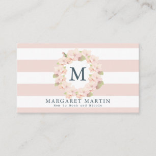 Carte D'appel Monogramme rose cerisier Fleur Wreath maman