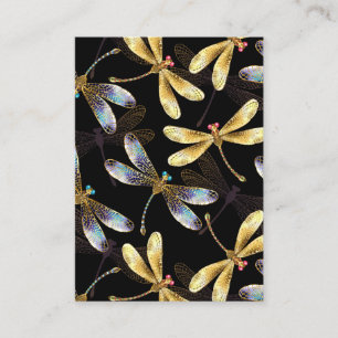 Carte D'appel Motif sans couture avec libellules d'or