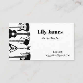 Carte D'appel Musicien Guitare minimaliste moderne