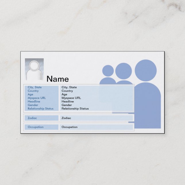 Carte D'appel Myspace - affaires (Devant)