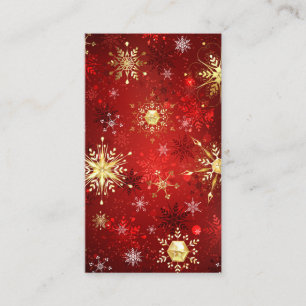 Carte D'appel Noël Golden Snowflakes sur Arrière - plan rouge