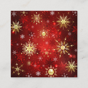 Carte D'appel Noël Golden Snowflakes sur Arrière - plan rouge